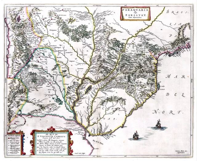 Reproduction carte ancienne - Paraguay et Uruguay en 1665