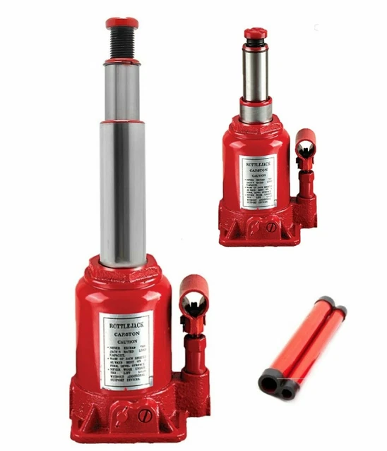 Cric Idraulico A Bottiglia Da 3 Ton – Verticale, Portata 3000 Kg, Altezza Min 180 Mm E Max 345 Mm, Per Auto, Camper, Trattori E Uso Industriale