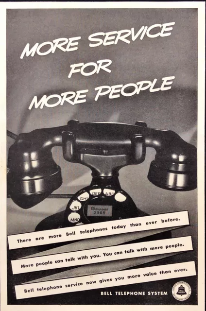1938 Bell Telephone System Vintage Print Ad Old Rotary Phone