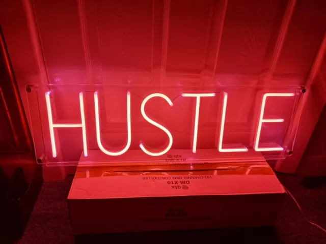 Hustle Neon Pink LED Wall Mounted  Indoor Only Sign