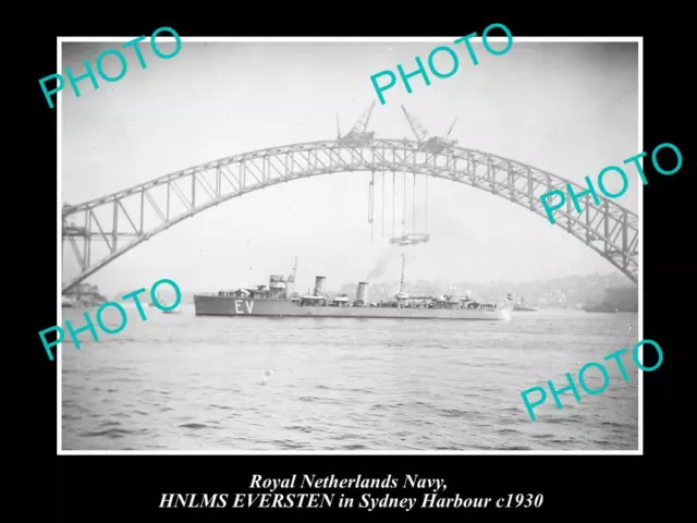 Old Postcard Size Photo Of Royal Dutch Navy Ship Hnlms Eversten In Sydney 1930