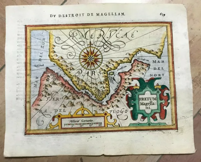 Strait Of Magellan 1613 Mercator Hondius Atlas Minor Nice Unusual Antique Map