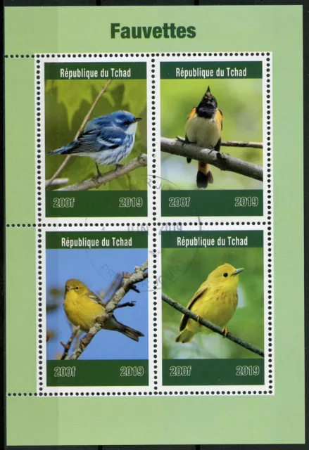 Chad 2019 CTO Warblers Warbler 4v M/S Fauvettes Birds Stamps