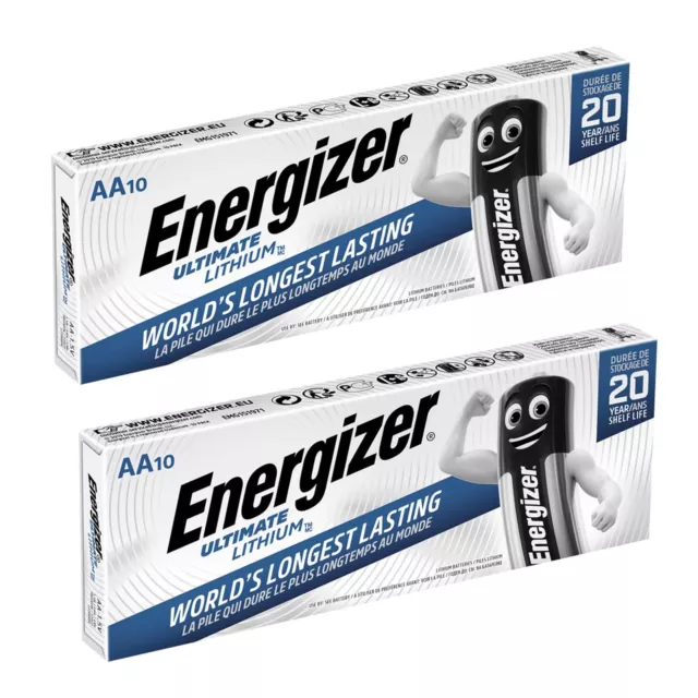 20 x Energizer Ultimate Lithium AA Mignon Batterie FR6 L91 1,5V im Streifen