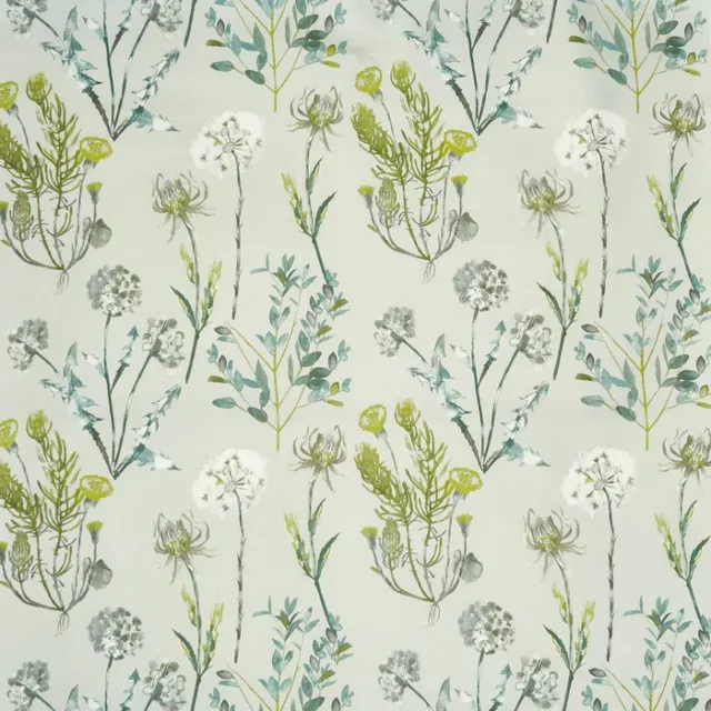 Allium Floral Fennel Teal Cotton  Curtain/Roman Blind/Craft Fabric