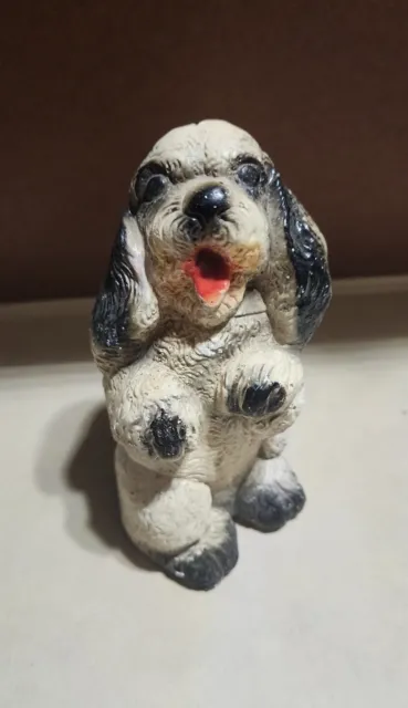 Vintage Chalkware Colorful Cockerspaniel Dog  6” inch Souvenir Carnival Prize !!