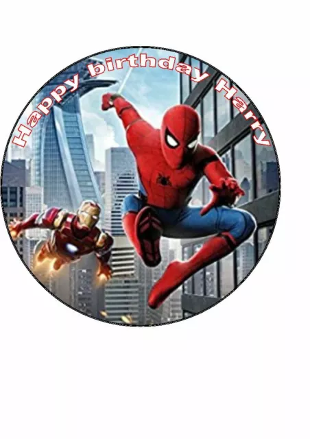 7.5 Spiderman icing cake topper personalised with any message.