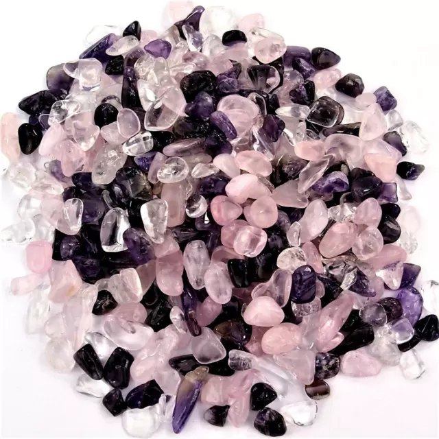 300g Bergkristall & Rosenquarz & Amethyst Trommelsteine 8 - 10 mm Wasserbelebung