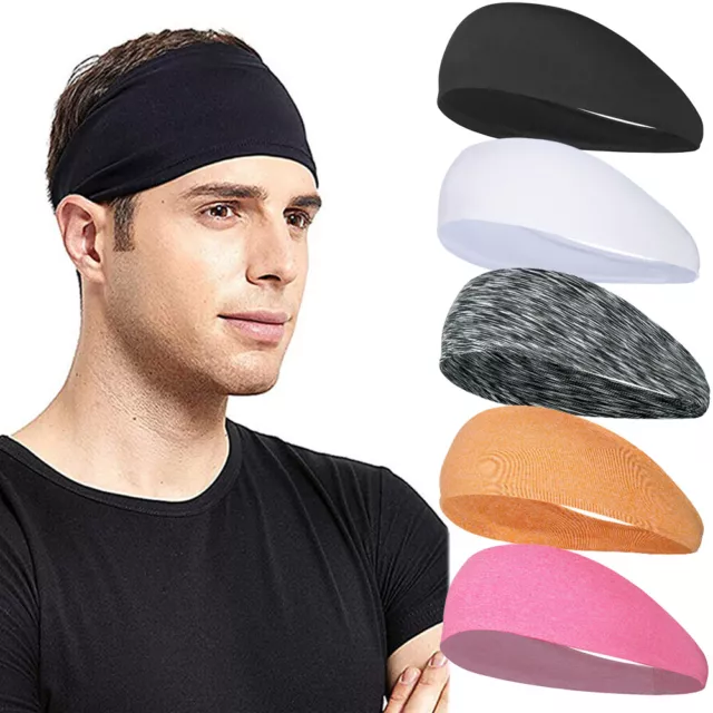 Men Women Sweat Sweatband Headband Stretch Sports Head Band Yoga Gym Running US