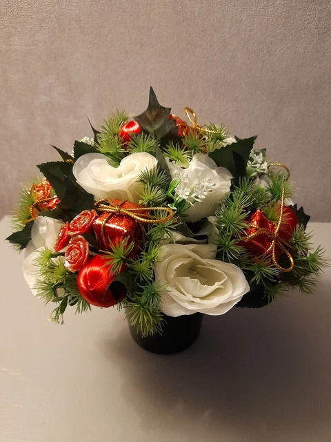 Artificial Flower Christmas Grave/Cemetery Pot
