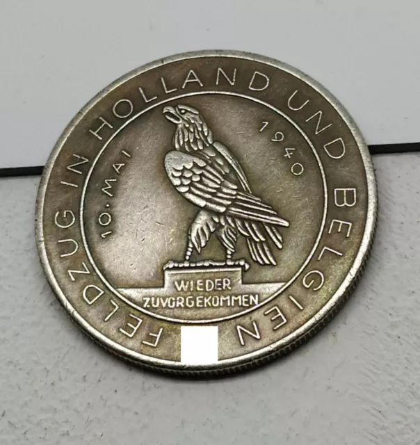 Piece Hitler 1940 5RM Reichsmark Coin Campagne Holland Belgique  ww2 German