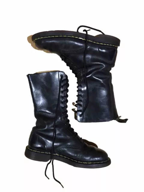 STIVALI DR MARTENS 80 neri 1B99 pelle MIE 14 fori unisex 9 43 rari