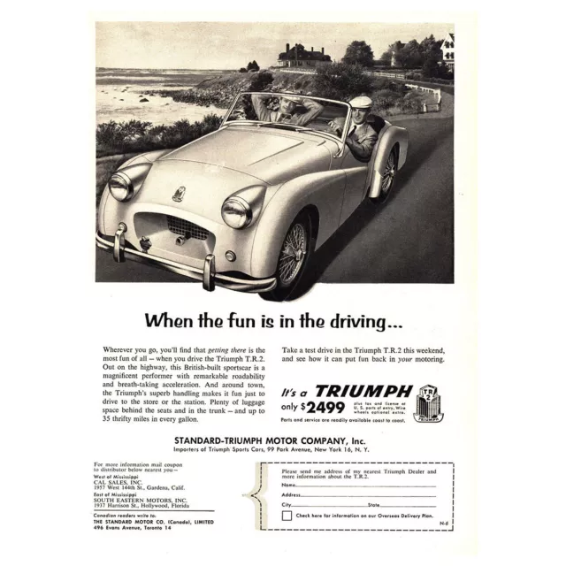 1955 Triumph: When the Fun Is In the Driving Vintage Print Ad