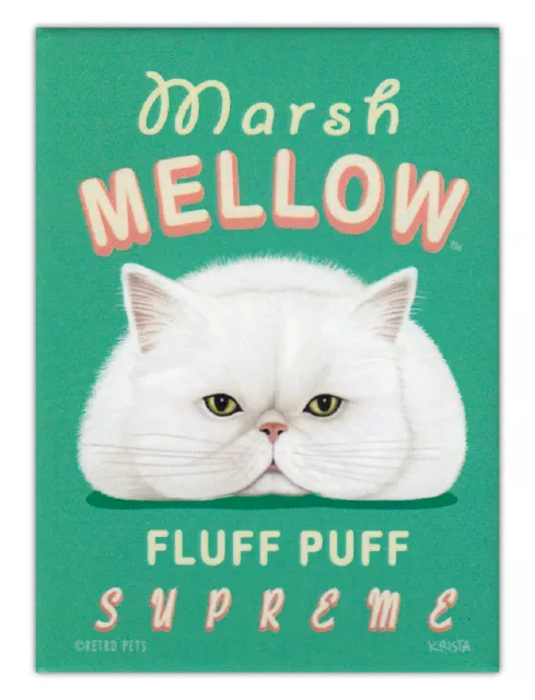 Retro Cats Refrigerator Magnets - Marsh Mellow Marshmellow - Advertising Art