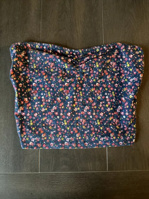 GRG Women's Blue Floral Cotton Tube Top - Size M