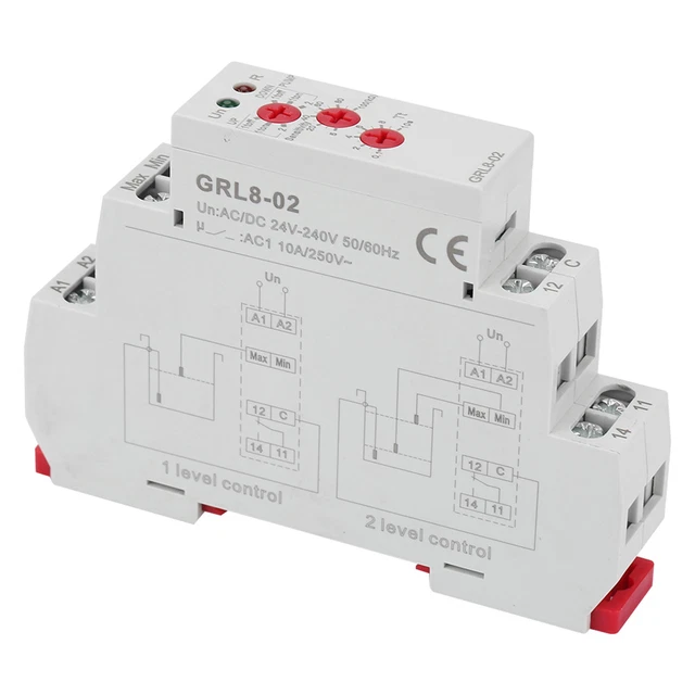 GRL8-02 LIQUID LEVEL Control Relay Water Level Controller 10A AC/DC 24V ...