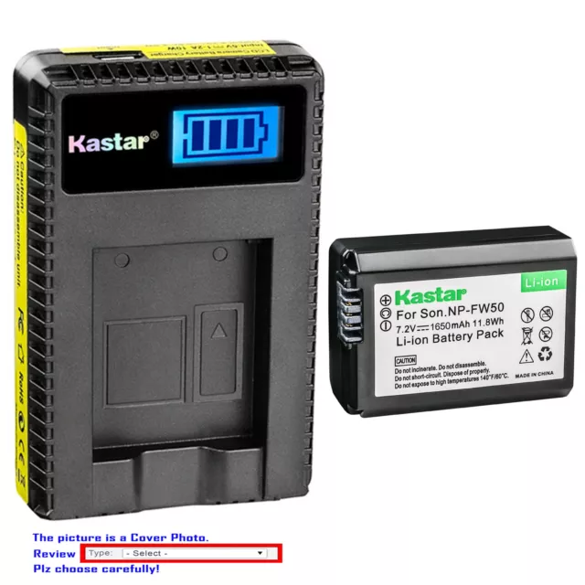 Kastar Battery LCD USB Charger for Sony NP-FW50 & Sony NEX-6 NEX-F3 Camera