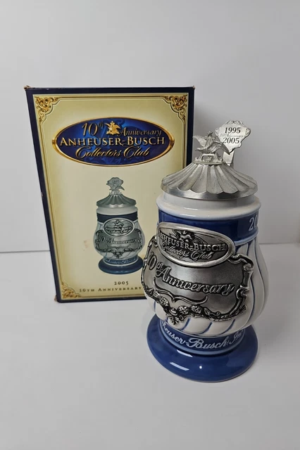 2005 Anheuser Busch "10th Anniversary" CB32C Collectors Club Stein 1995-2005