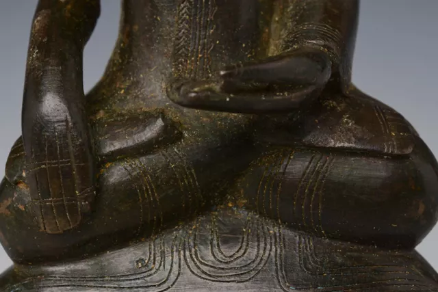 17th Century, Shan, Antique Burmese Bronze Seated Buddha 4