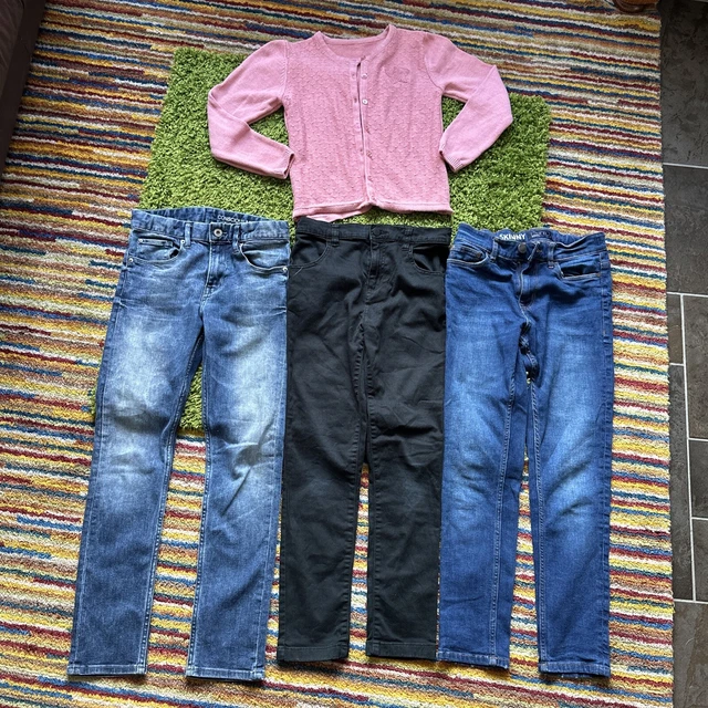 Girls Clothing Bundle 10-11 Cardigan Top Denim Jeans Skinny Jeans Black BlueNext