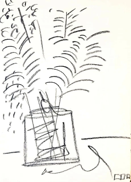 Impressionist Artist Original Flower Floral Portrait Wall Artwork Drawing Sketch