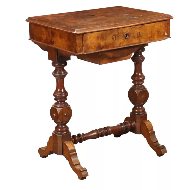 Table de Travail Ancienne en Noyer avec Tiroir Italie XIXe Siècle