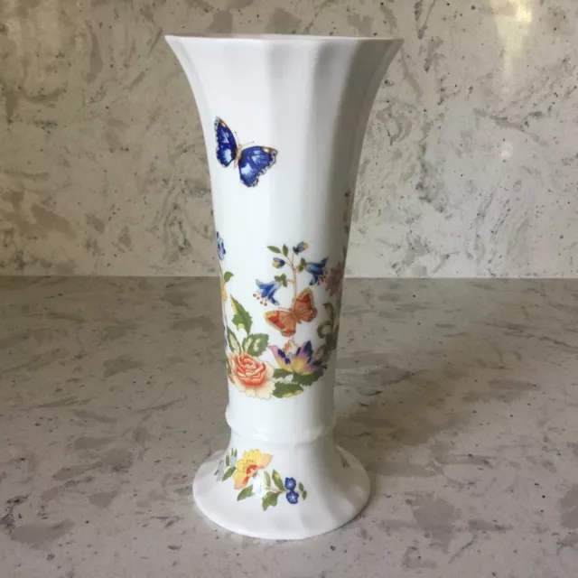 Aynsley Cottage Garden 6.25" Tall Vase Floral Butterfly Fine Bone China ENGLAND