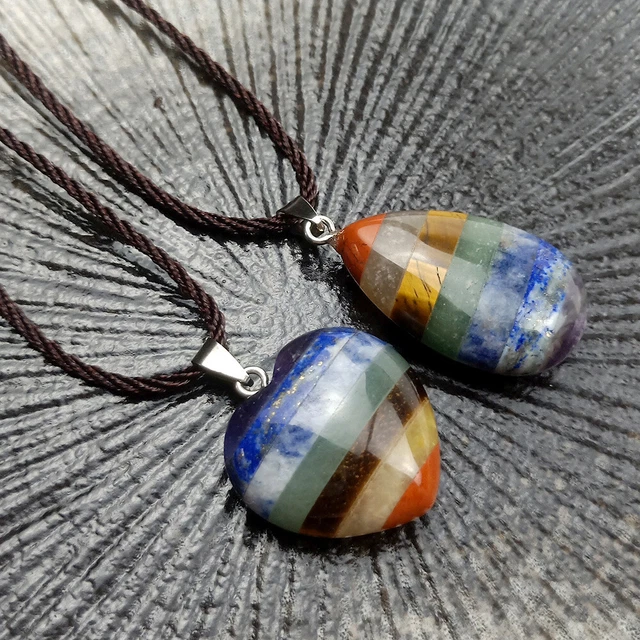 7 Chakra Natural Stone Pendant Necklace Healing Gemstone Crystal Energy Necklace 4