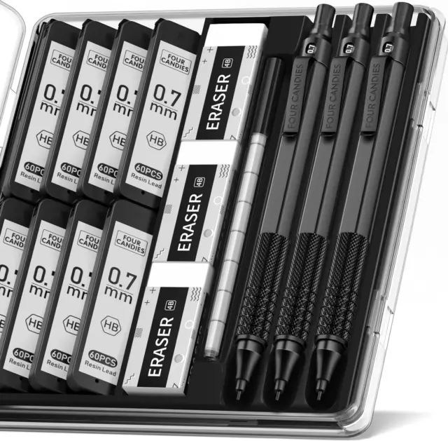 0,7Mm Druckbleistift-Set Mit Etui, Metall-Künstlerbleistift Mit 8 Röhren (480 St