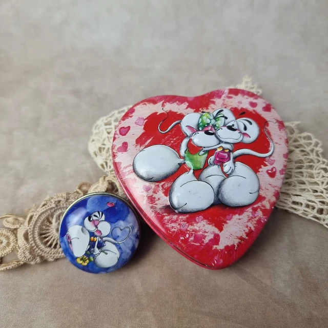 Boîte à Bijoux Diddlina Diddl – Bleue, Motif Poissons Et Mer – Vintage