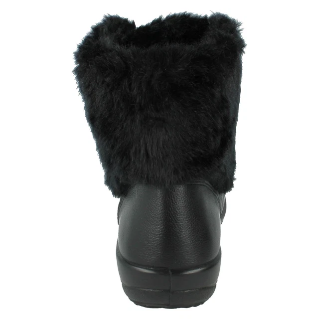Femmes Noir Fausse Fourrure Cuir Double Ajustement Système Padders Bottines Kim 3