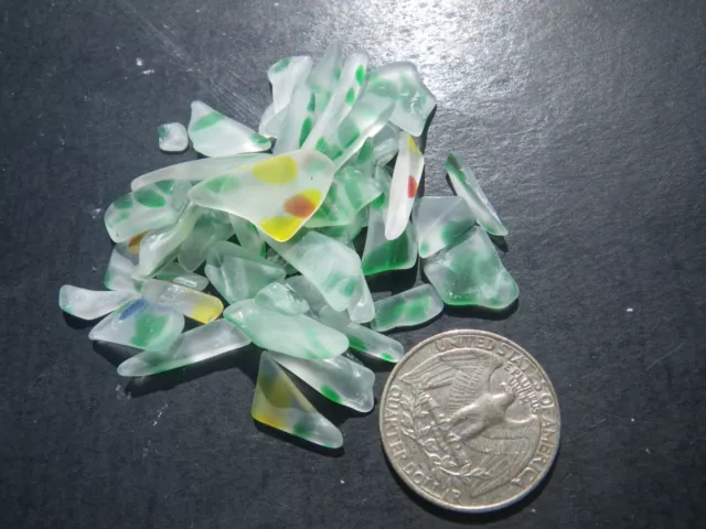 Sea Glass, Shards of Multi Color, Green, Red, Yellow, Orange and Blue