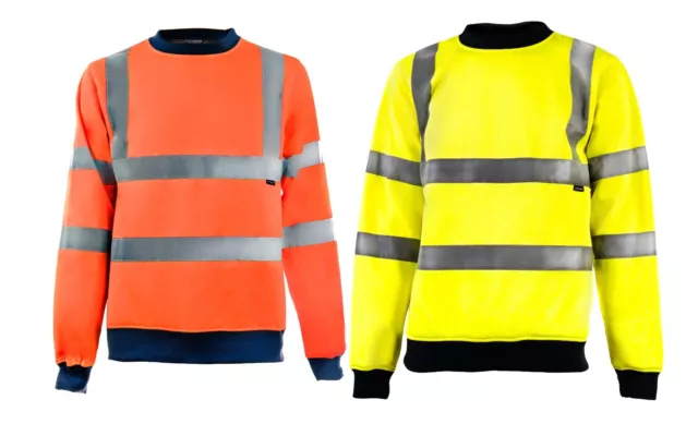 Hi Viz Vis High Visibility Crew Neck Sweatshirt Work Safety Jumper