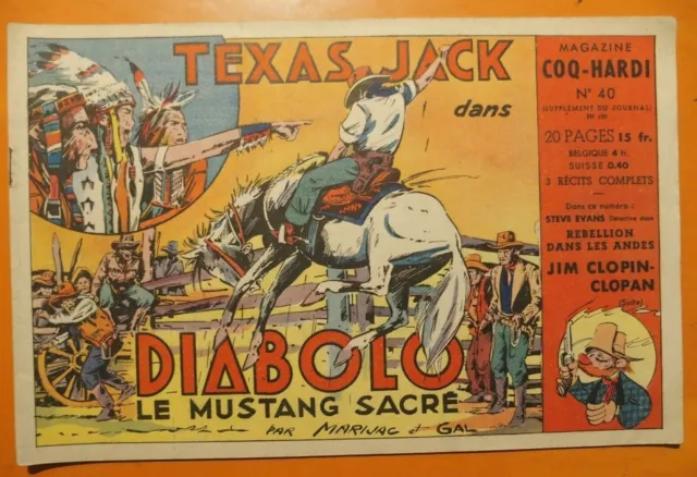 Texas Jack dans Diabolo, le Mustang Sacré par Marijac. Coq-Hardi N° 40