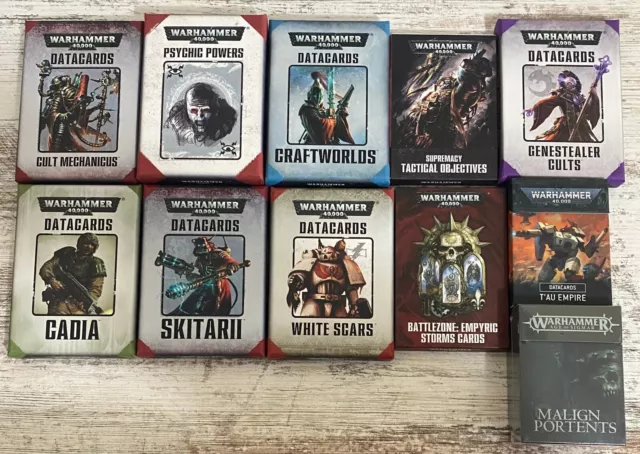 Warhammer 40k/HH Data cards - objective cards: used and new.