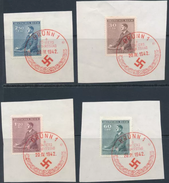 Lot Stamp Germany Bohemia Czechoslovakia Sc B9-12 1942 WWII Hitler FDC U