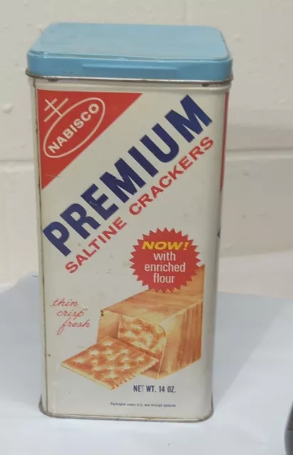 Vintage 1969 Nabisco Premium Saltine Crackers Tin Made in USA 14oz Grannycore