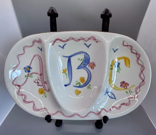 Vintage Stangl Pottery 3 Section Divided Child's Dish ABC Kiddieware Handpainted