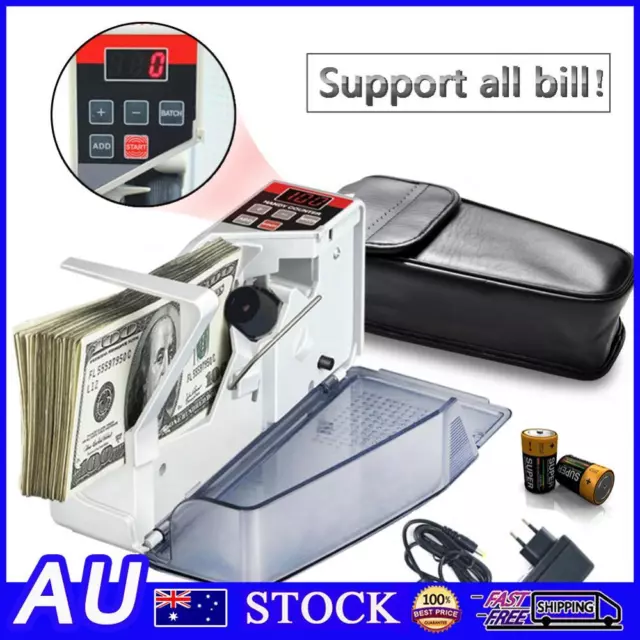Handheld Cash Counting Machine LED Display Financial Equipment with Leather Case