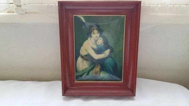 Cadre Miniature Sous Verre, Portrait Jeune Femme Sur Fond Aquarelle, Signé Dany, Bois