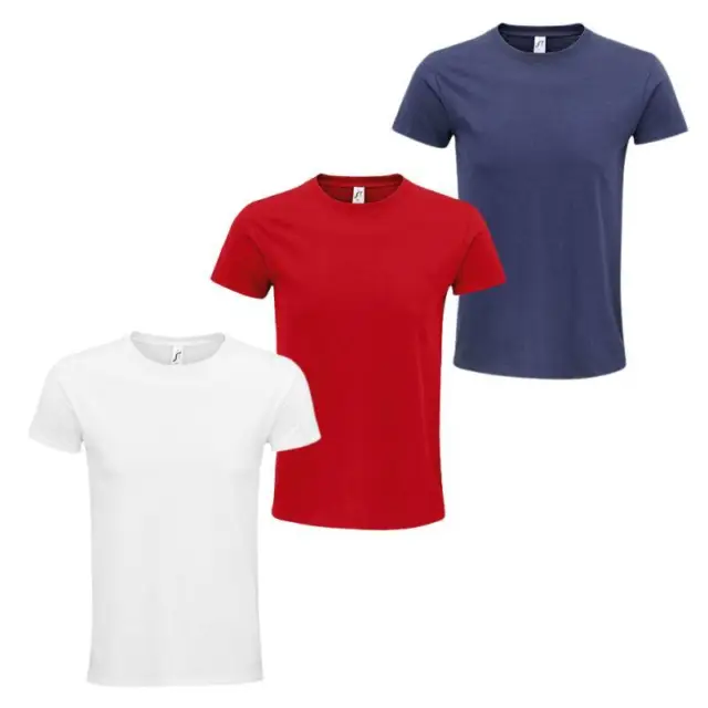Uomo T-Shirt 3er Pack di Base Navy Rosso Bianco Piccolo Manica Corta Girocollo