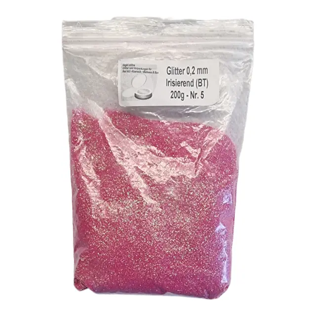 200g polvere glitter rosa rosso 0,2 mm, (BT) in sacchetto, polvere glitter OFFERTA