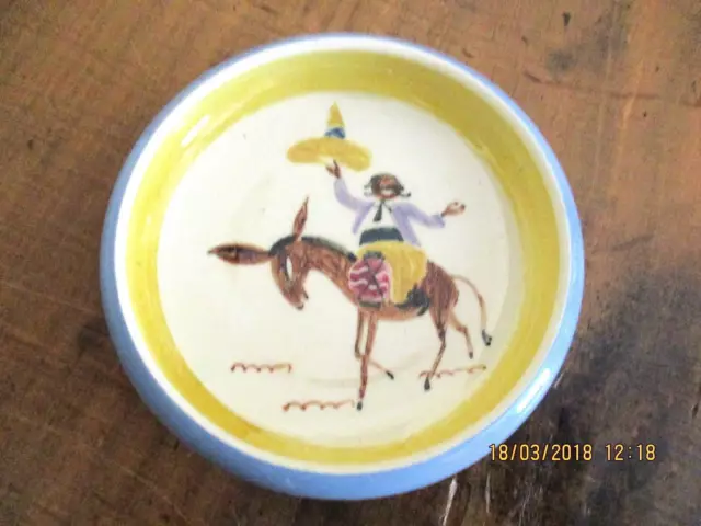 ~Martin Boyd Small Hand Painted Dish - Mexican Riding A Donkey - Vgc~