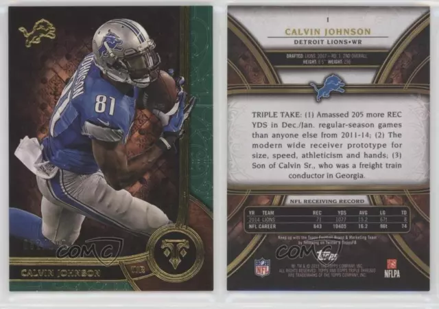 2015 Topps Triple Threads Emerald /199 Calvin Johnson #1 HOF