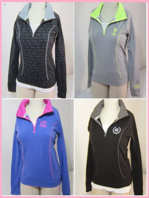 1 Victoria Secret Pink NEON Half Zip GYM YOGA SHIRT PULLOVER S TRAVEL Cozy Gift
