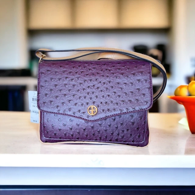 GIANI BERNINI ostrich embossed faux-leather women's crossbody - PURPLE Handbag
