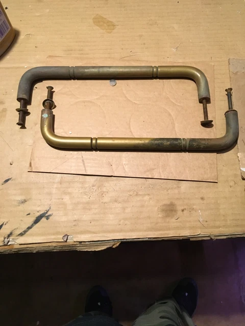Used Nice Vintage Big Commercial Heavy Solid Brass Door Pulls/ Handles.
