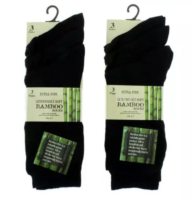 New Ladies 6 Pairs Extra Fine Bamboo Super Soft Anti Bacterial Socks