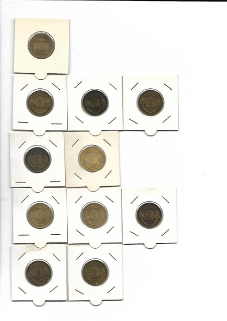 50 Centimes & 1 Franc, 2 Francs Alu 1942 - 1959 (15 pièces) + BONUS
