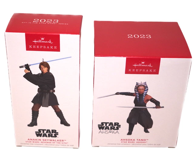 2024 HALLMARK STAR Wars Anakin Skywalker & Ahsoka Tano Ornaments NEW in